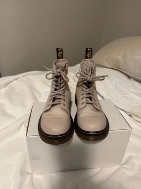 Dr. Martens Lace-Up Platform Boots in Pale Blush